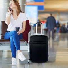 Kuber Industries 24inch Strong & Lightweight Cabin Trolley Bags with 360 Degree Rotating Wheels | Expandable Carry-On Cabin Luggage Suitcase | Bags for Travelling | Black