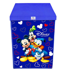 Heart Home Mickey & Friend Print Non-Woven Laundry Basket, Clothes Hamper For Laundry Closet, Bedroom, Bathroom With Lid & Handles (Blue) 54HH4081.