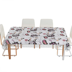 Heart Home Dining Table Cover | PVC Table Cloth Cover | 6 Seater Table Cloth | 3D Gulab Table Cover | Table Protector | Table Cover for Dining Table | 60x90 Inch | DTC | Black
