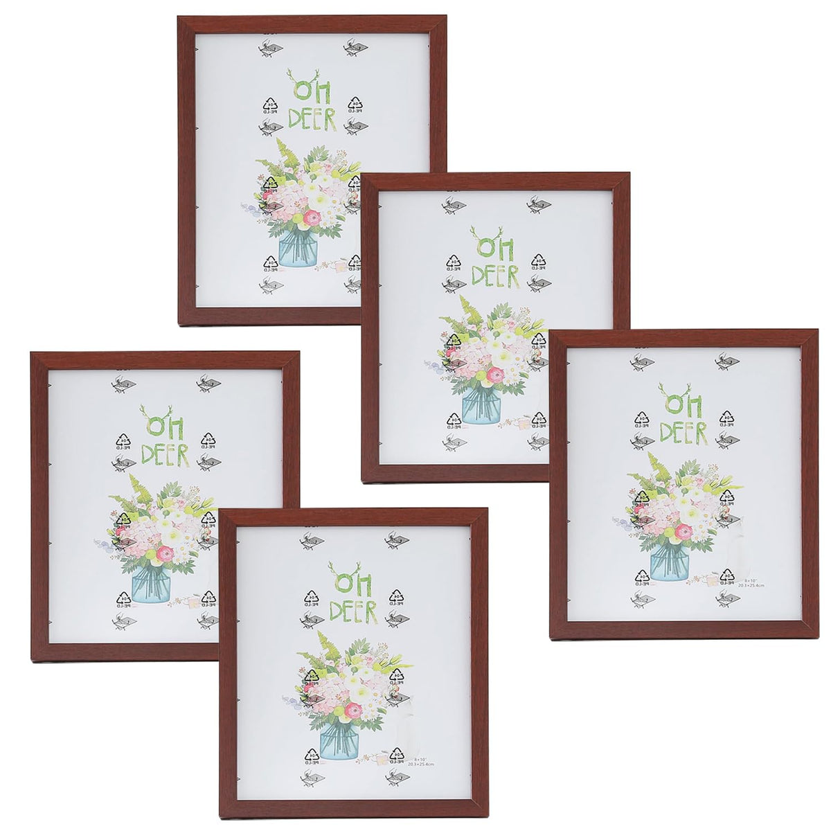 Kuber Industries Photo Frame For Home D?cor|Use Horizontal & Vertical|Crystal Clear Glass|Perfect For Home, Office And Shop "21.8x26.9CM"-Pack of 5 (Brown)