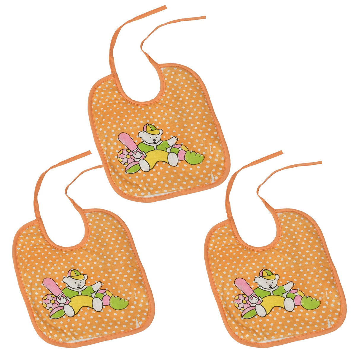Heart Home Unisex Baby Cotton Super Bib, Baby Bib, Washable, Stain And Odor Resistant-Pack of 3 (Orange)-HS43HEARTH25522