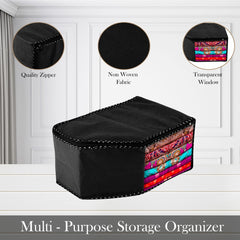 Heart Home Blouse Cover | Clothes Storage Bag | Zipper Wardrobe Organizers | Non-Woven Clothes Organiser | Side Transparent Blouse Organizer | Dot Border | Pack of 9 | Black