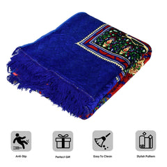 Kuber Industries Carpet | Velvet Carpet-Rug for Home Décor | Carpet Rug for Bedroom | Printed Carpet for Living Room | Prayer-Yoga Mat | Carpet for Hall | 6.5x7.5 Ft | Blue