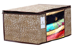 Kuber Industries Flower Design 12 Piece Non Woven Saree Cover, Large, Golden Brown - CTKTC0015238
