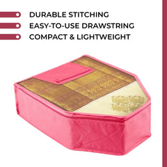 Heart Home Blouse Cover | Clothes Storage Bag | Zipper Wardrobe Organizers | Clothes Organiser with Attached Pocket | Non-Woven Front Transparent Blouse Cover | Pack of 9| Pink