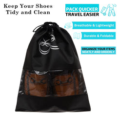 Heart Home Shoe Cover | Travel Shoe Storage Bags | Non-Woven Storage Bag | Shoe Cover with Drawstring | Shoe Organizer with Clear window | Pack of 6 | Multi