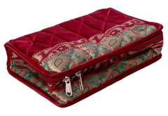 Kuber Industries Portable Jewellery Organizer With 4 Tranasparent Pouches With Top Handle (Maroon)-HS43KUBMART25825