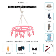 Heart Home Clip and Drip Hanger - Hanging Drying Rack - 32 Clips (Pink)-HHEART15540