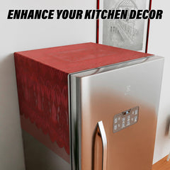Kuber Industries Fridge Top Cover | Household Refrigerator Cover | Refrigerator Top Cover for Kitchen | Refrigerator Top Protector | Net Jhalar Fridge Top Cover | Maroon