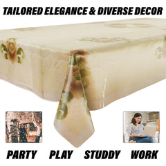 Kuber Industries Center Table Cover | PVC Table Cloth Cover | 4 Seater Table Cloth | Flower Almond Table Cover | Table Protector | Table Cover for Center Table | 40x60 Inch | Cream