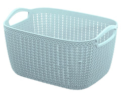 Heart Home Q-6 Designer Plastic Storage Basket For Store Fruits, Vegetables, Magazines, Cosmetics, Stationary Pack of 4 (Blue & Brown)-50HH01704