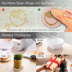 Kuber Industries 30 Pcs Anti-Skid Tea Coaster for Hot Pots | Round Tea Cup & Water Glass Cover Top Lid for Teapoy & Center Table - Beige