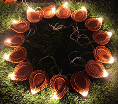 Kuber Industries Diwali Diya 2 Meter String Lights Diwali Lights for Decoration 20 Diya's Diwali Candle String Light Decorative Lights for Diwali (Brown)