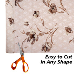 Heart Home Shelf Liner | Kitchen Cabinet Shelf Protector | Kitchen Liners for Cabinets | Drawer Liner Mat | Flower Wallpaper Shelf Liner Cabinet Mat | 5 MTR | Brown