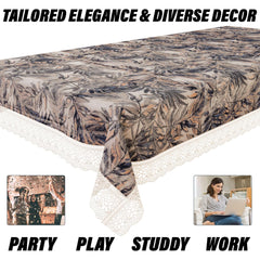 Kuber Industries Dining Table Cover | PVC Table Cloth Cover | 6 Seater Table Cloth | Leaf Gripper Table Cover | Table Protector | Table Cover for Dining Table | 60x90 Inch | DTC | Blue