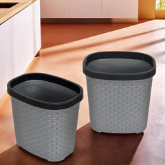 Kuber Industries Plastic Open Plastic Dustbin Without Lid|Garbage Bin, Trash Can, Waste Bin, 7 Litre- Pack of 2 (Grey)-47KM0713