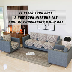 Heart Home Sofa Cover Set|5-Seater Couch Cover|Cotton Sofa Slip Cover Set|Sofa Slipcover Set|Sofa Cover for Living Room|S-22 Flower Sofa Cover Set| Maroon