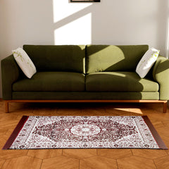 Heart Home Carpet | Velvet Flower Design Carpet | Super Soft Area Rugs | Carpet for Living room | Comfortable Prayer Mat | Carpet for Hall | 4.5x3 Feet | Maroon