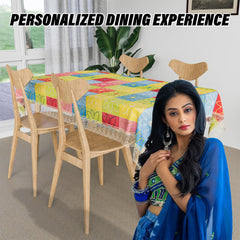 Heart Home Dining Table Cover | Kitchen Dining Tablecloth | 4 Seater Center Table Cover | Dining Table Cover for Hall Décor | Check Kitchen Tablecloth | 45x70 | Yellow