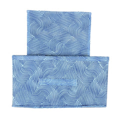 Kuber Industries Lahariya Printed Non-Woven Rectangular Flodable Cloth Storage Box/Drawer- Pack of 3 (Blue)-HS43KUBMART26314