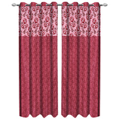 Kuber Industries Rose Design 1 Piece Polyester Eyelet Door Curtain 7 Feet (Pink)-Ctktc30097