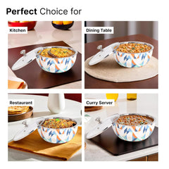 Kuber Industries Pack of 2 Stainless Steel Insulated Hotpot Roti Box with Transparent Glass Lid | 1.5L Double Walled Chapati Casserole for Serving - Multicolor