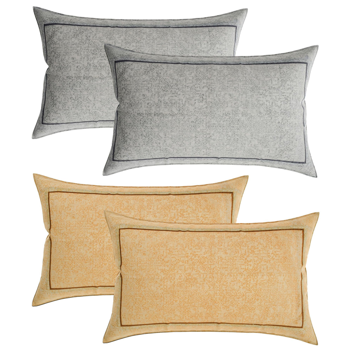 Heart Home Pillow Cover | Cotton Pillow Cover | Pillow Cover for Bedroom | Cushion Pillow Cover for Living Room | Khakhi Printed Pillow Cover Set | Set of 4 | Multicolor