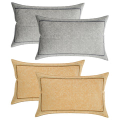 Heart Home Pillow Cover | Cotton Pillow Cover | Pillow Cover for Bedroom | Cushion Pillow Cover for Living Room | Khakhi Printed Pillow Cover Set | Set of 4 | Multicolor