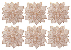 Heart Home Flower Design Soft Leather Table Placemats, Set of 6 (Copper)-HS43HEARTH26094