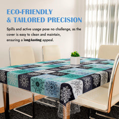 Kuber Industries Dining Table Cover | PVC Table Cloth Cover | 6-Seater Table Cloth | Table Protector Cover | Table Cover for Dining Table | Blue Star Table Cover | 60x90 Inch | DTC | Green