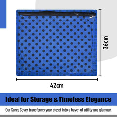 Heart Home Saree Cover | Clothes Storage Bag | Single Packing Saree with Zip Closure | Wardrobe Organizer | Cloth Stoarge Organizer | Dot Design | Pack of 24 | Blue