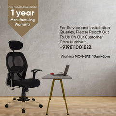 Kuber Industries Ergonomic Revolving Office Chairs for Work From Home | Comes with Manual Height Adjustable, Armrest Support | Comfy Study Chair for Students with Wheels | Black & Beige Seat