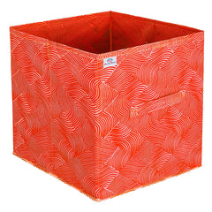 Heart Home Lehariya Printed Non-Woven Foldable Storage Bin/Cube/Organizer For Toys, Clothes And Books With Handles- Pack of 3 (Orange) -HS43HEARTH26234