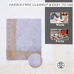 Kuber Industries Dining Table Cover | PVC Table Cover | Golden Embossed Lace Floral Table Cover | Table Protector | Table Cover for Dining Table | 60x90 | Transparent