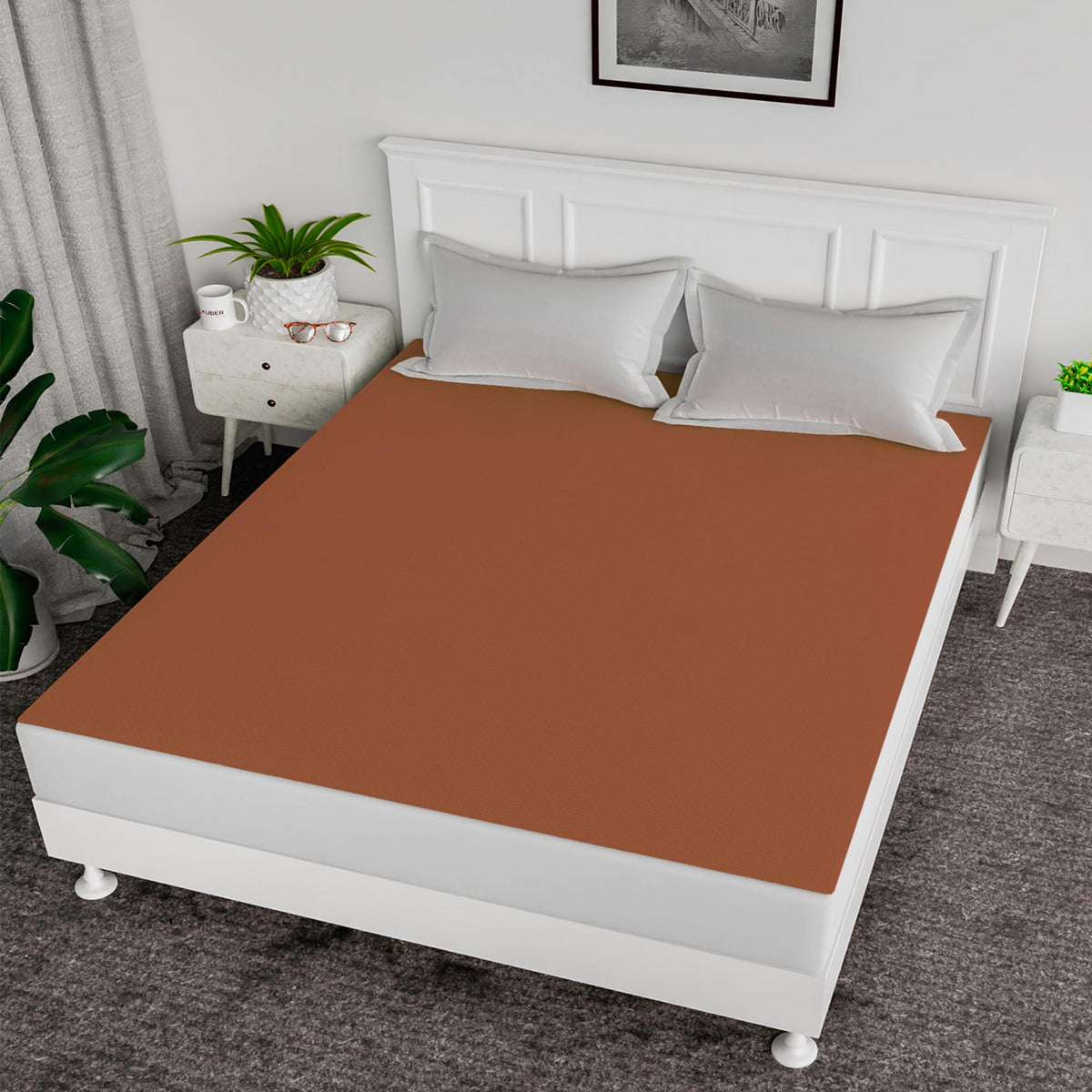 Kuber Industries Bedsheet | Baby Plastic Sheet | Crib Sheet for Baby | Baby Mattress Sheet for Baby | Mattress Protector Bedsheet | Bed Protector Sheet | Plain | 80x80 Inch | Golden