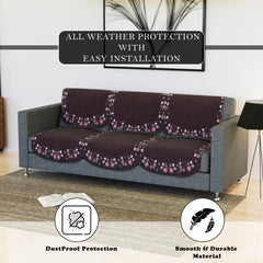 Heart Home Sofa Cover | Velvet Sofa Slipcover Set | Digital Painting Quilted Sofa Set | Suede Ultra Sonic Couch Cover | 5 Seater Sofa Cover for Living Room & Hall | 10 Piece | Maroon