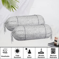 Kuber Industries Bolster Covers | Cotton Bolster Cover Set | Diwan Bolster Cover Set | Bolster Pillow Cover | Khakhi Printed Masand Cover | 16x32 Inch | Pack of 6 | White