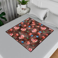 Kuber Industries Food Mat | Waterproof Bedsheet Protector | Reversible Bed Server Mat | Star Design Square Mattress Protector for Home | Food Mat for Kids | 90 cm | Brown