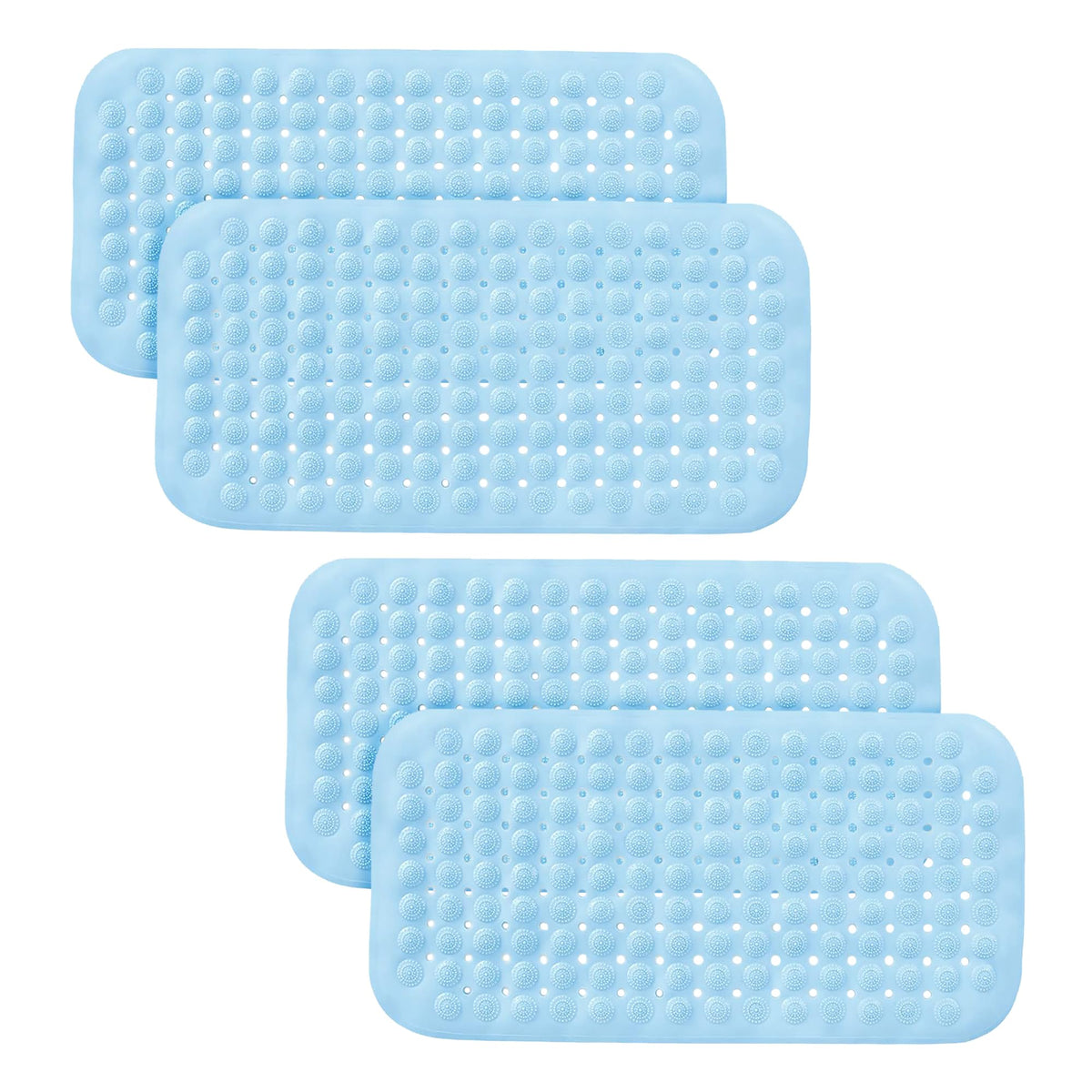 Kuber Industries Bathroom Mat|Anti Slip Mat for Bathroom Floor|Durable,Wear Resistant & Easy to Maintain|Acupressure & Foot Massager Door Mat with Water Drainage Holes|JL01|35 x 70 cm|Blue (Pack Of 4)