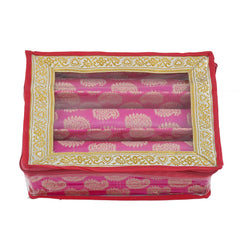 Kuber Industries Carry Design Brocade Hardboard 2 Pieces Three Rod Bangle Box (Pink) -CTKTC38795,standard