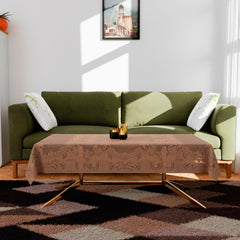 Kuber Industries Center Table Cover | Cotton Table Cloth Cover | 4-Seater Table Cloth | Self Gulmohar Vila Table Cover | Table Protector | Table Cover for Center Table | 40x60 Inch | Peach