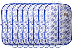 Kuber Industries Flower Printed 9 Pieces Foldable Non Woven Men's Coat Blazer Cover (Blue)-KUBMART864