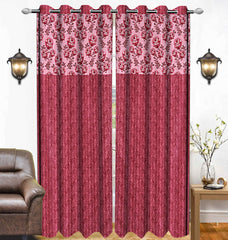 Kuber Industries Rose Design 1 Piece Polyester Eyelet Door Curtain 7 Feet (Pink)-Ctktc30097