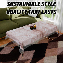 Kuber Industries Center Table Cover | PVC Table Cloth Cover | 4 Seater Table Cloth | Marble Table Cover | Table Protector | Table Cover for Center Table | 40x60 Inch | CTC | Brown