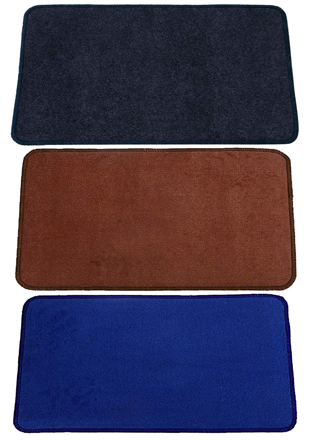 Kuber Industries Microfiber Anti Slip 3 Pieces Bath Mat 22"x14", Grey & Blue & Brown - CTKTC039939
