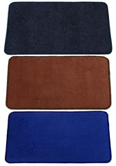 Kuber Industries Microfiber Anti Slip 3 Pieces Bath Mat 22"x14", Grey & Blue & Brown - CTKTC039939