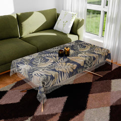 Heart Home Center Table Cover | PVC Table Cloth Cover | 4 Seater Table Cloth | Green Leaf Table Cover | Table Protector | Table Cover for Center Table | 40x60 Inch | CTC | Black
