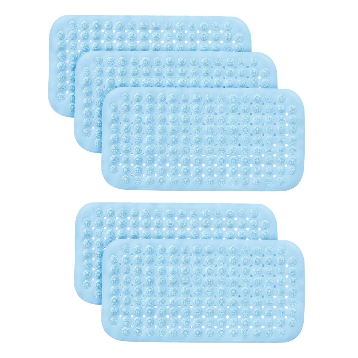 Kuber Industries Bathroom Mat|Anti Slip Mat for Bathroom Floor|Durable,Wear Resistant & Easy to Maintain|Acupressure & Foot Massager Door Mat with Water Drainage Holes|JL01|35 x 70 cm|Blue (Pack Of 5)