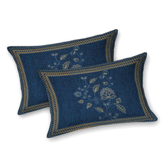 Heart Home Double Bedsheet with 2 Pillow Covers | 186 TC Premium Cotton Bedsheet for Double Bed | Bedsheet for Living Room-Home & Hotels | Embroidery Flower Zig-Zag | 100x108 Inch | Blue