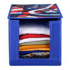 Heart Home Marvel Captain America Wardrobe Organizer | Shirt Stacker Closet Organizer | Shirts and Clothing Organizer | Foldable Storage Boxes | Shelf Organizer | Shirt Stacker Bag | Blue